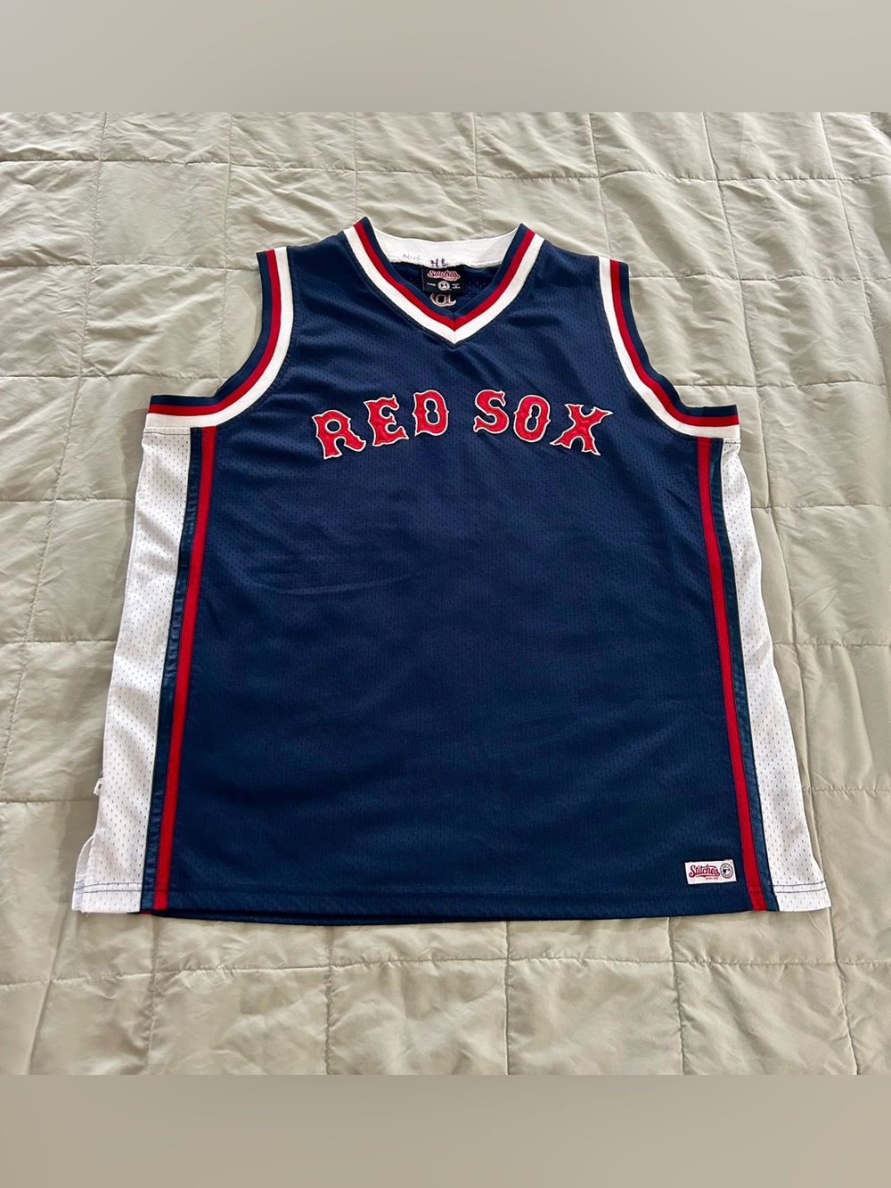 Boston Red Sox Sleeveless Navy Blue Baseball Athletic Top by Stitches, X-Large